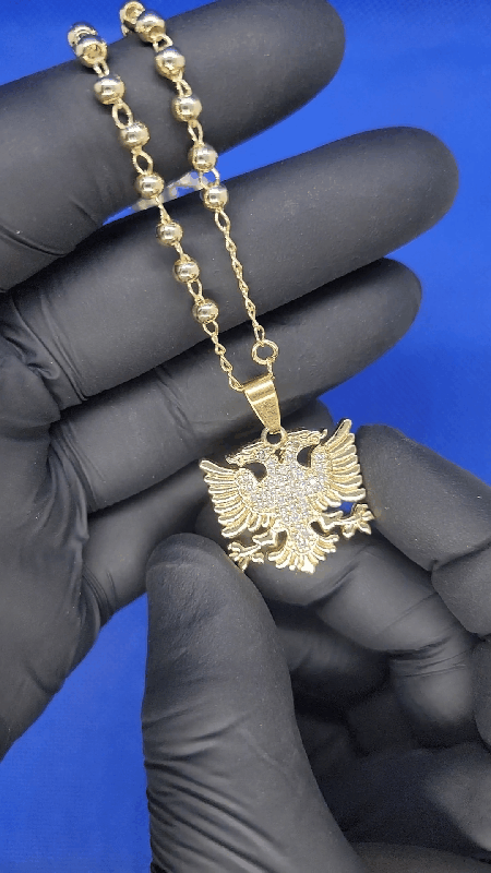 ROSARIO CHAIN + ALBANIAN EAGLE PEDANT