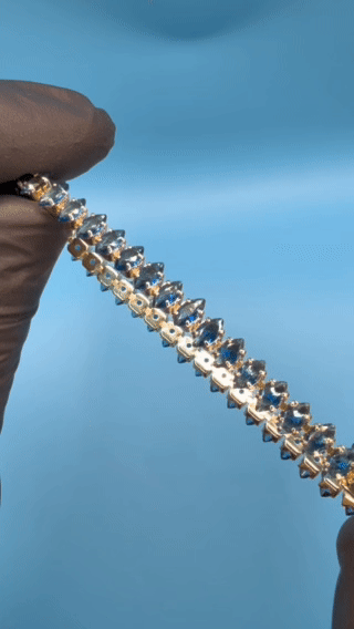 Tennis bracelet blu diamond stone