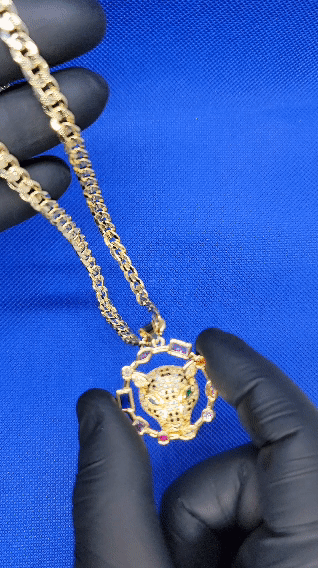 Cartier with stones + cuban necklace