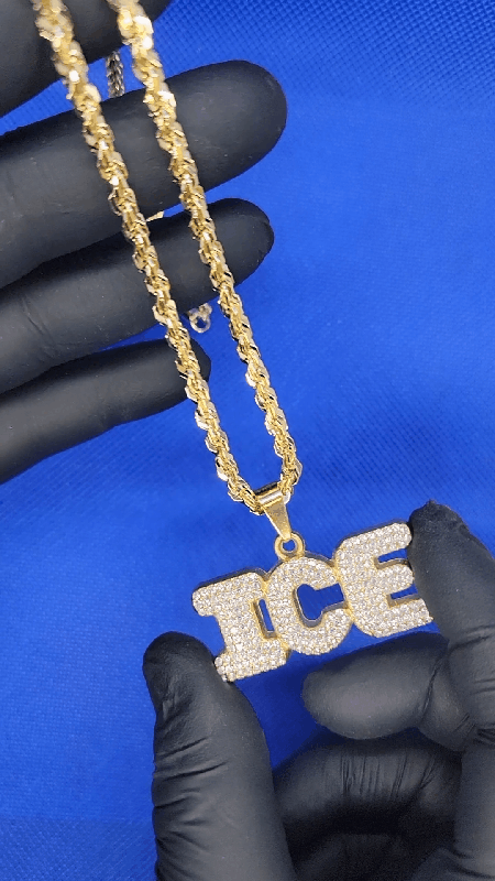 ICE PEDANT + NECKLACE 18K GOLDPLATED