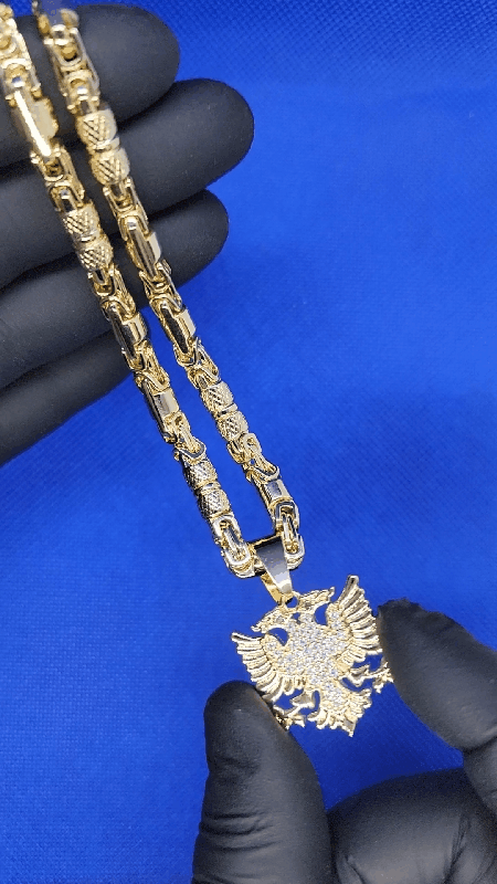 KING STYLE CHAIN + ALBANIAN EAGLE PEDANT
