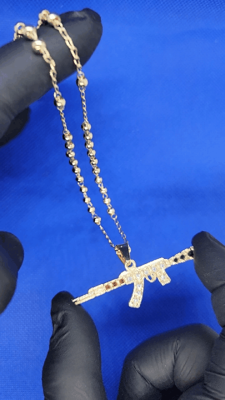 Ak47 pedand+18k goldplated necklace