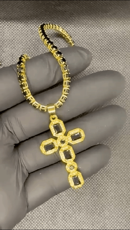 Tennis necklace + cross pedant