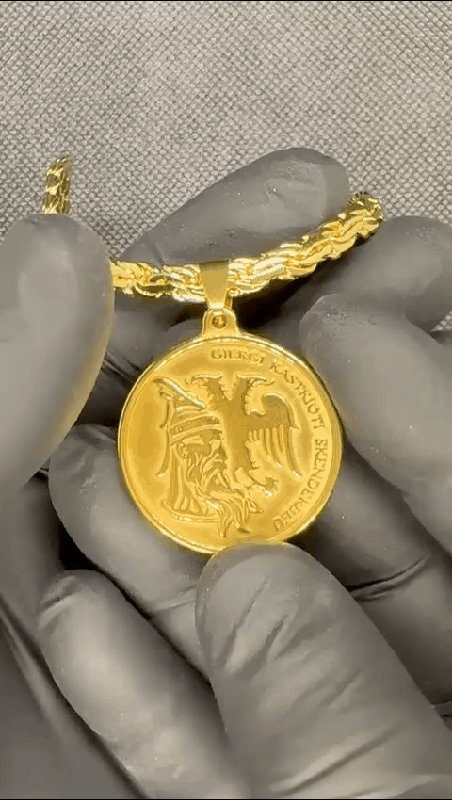 Albanian pedant + necklace 14 goldplated