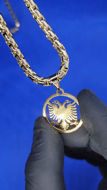 ALBANIAN PEDANT + NECKLACE 18K GOLDPLATED
