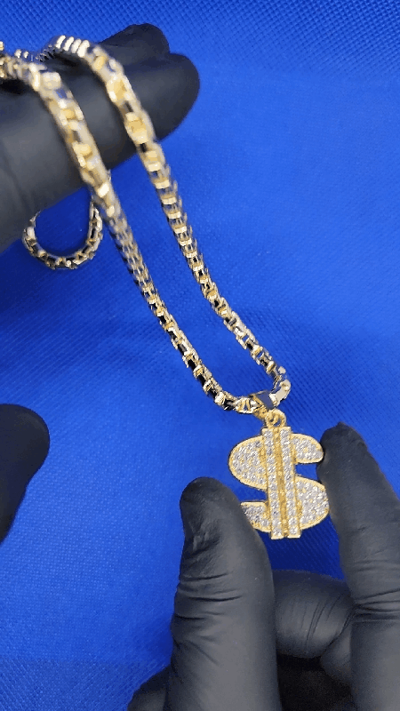 $ PEDANT + NECKLACE 18K GOLDPLATED