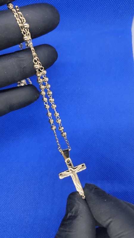 SMALL CROSS PEDANT + ROSARIO NECKLACE