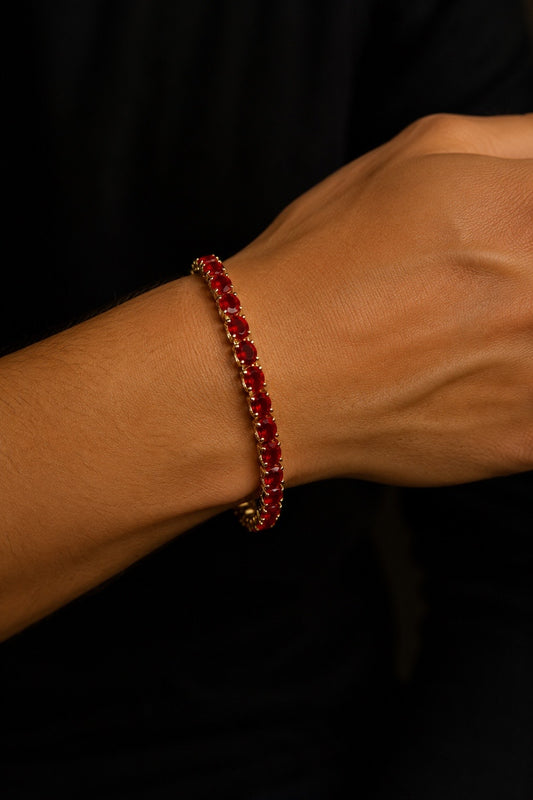 Tennis bracelet with Red stones