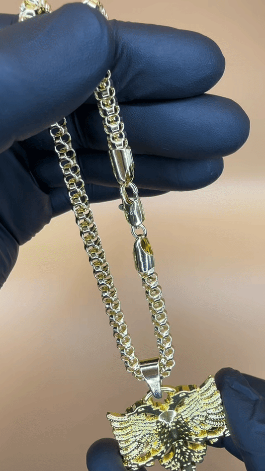 Albanian pedant + 14 goldpladet necklace 585 stamped