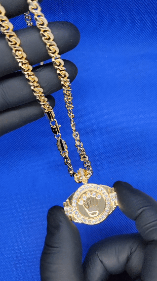 Rolex pedant + necklace 585 stamped